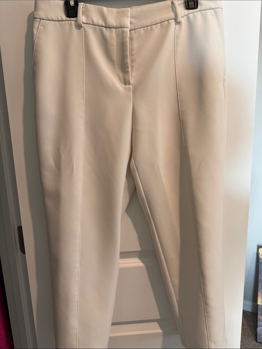Ann Taylor Cream Tie-Waist Cropped Pants
